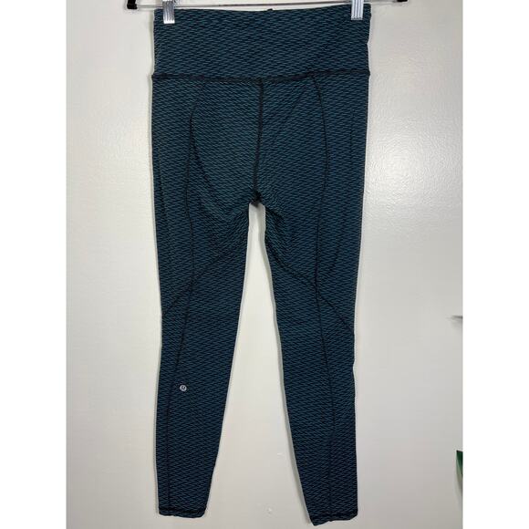 Lululemon Women's 6 Teal Black Legging Athletic Gym Everyday Stretchy Workout - Picture 4 of 10